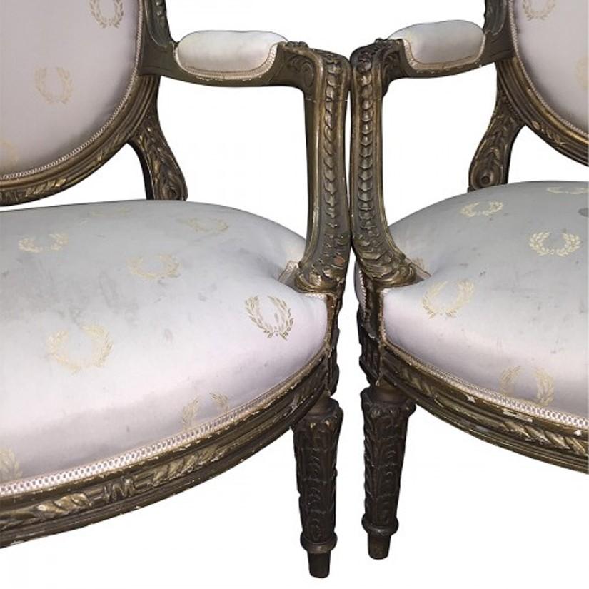 Pair of French Giltwood Armchairs, 19th Century 12