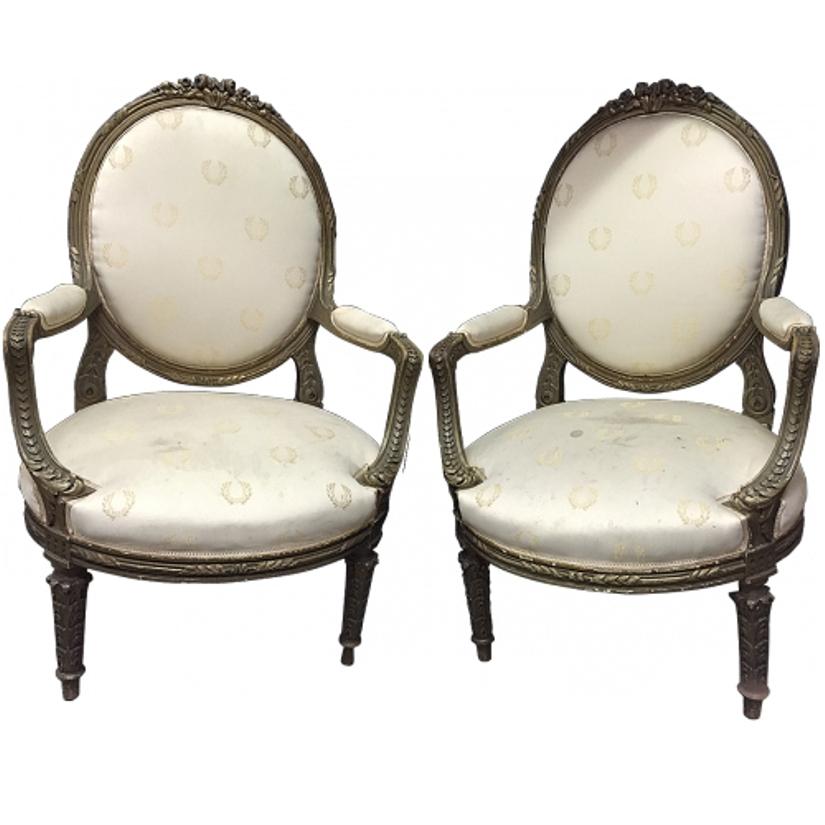 Pair of French Giltwood Armchairs, 19th Century 13