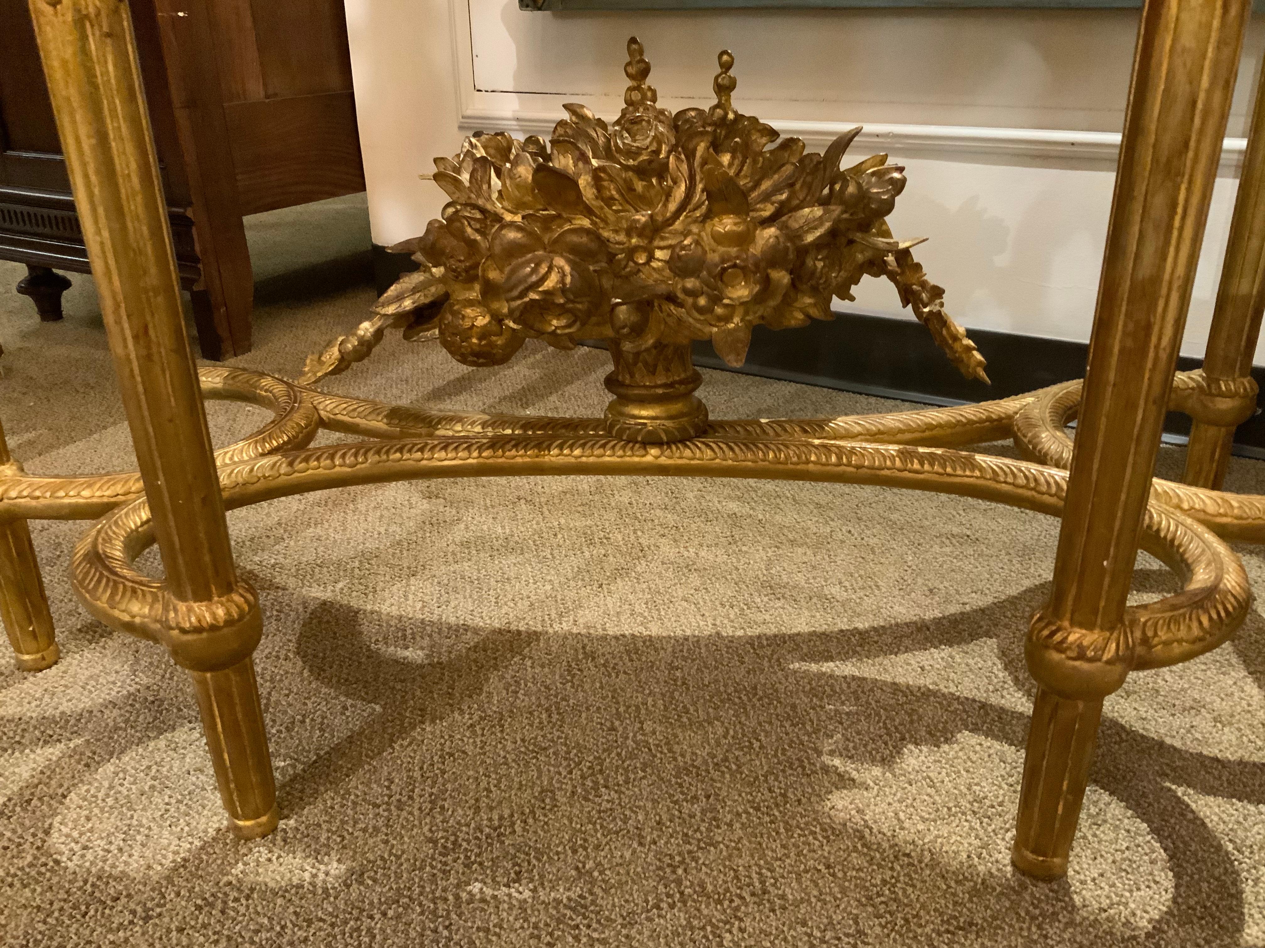 Pair of French Giltwood Consoles with Marble Tops For Sale 1