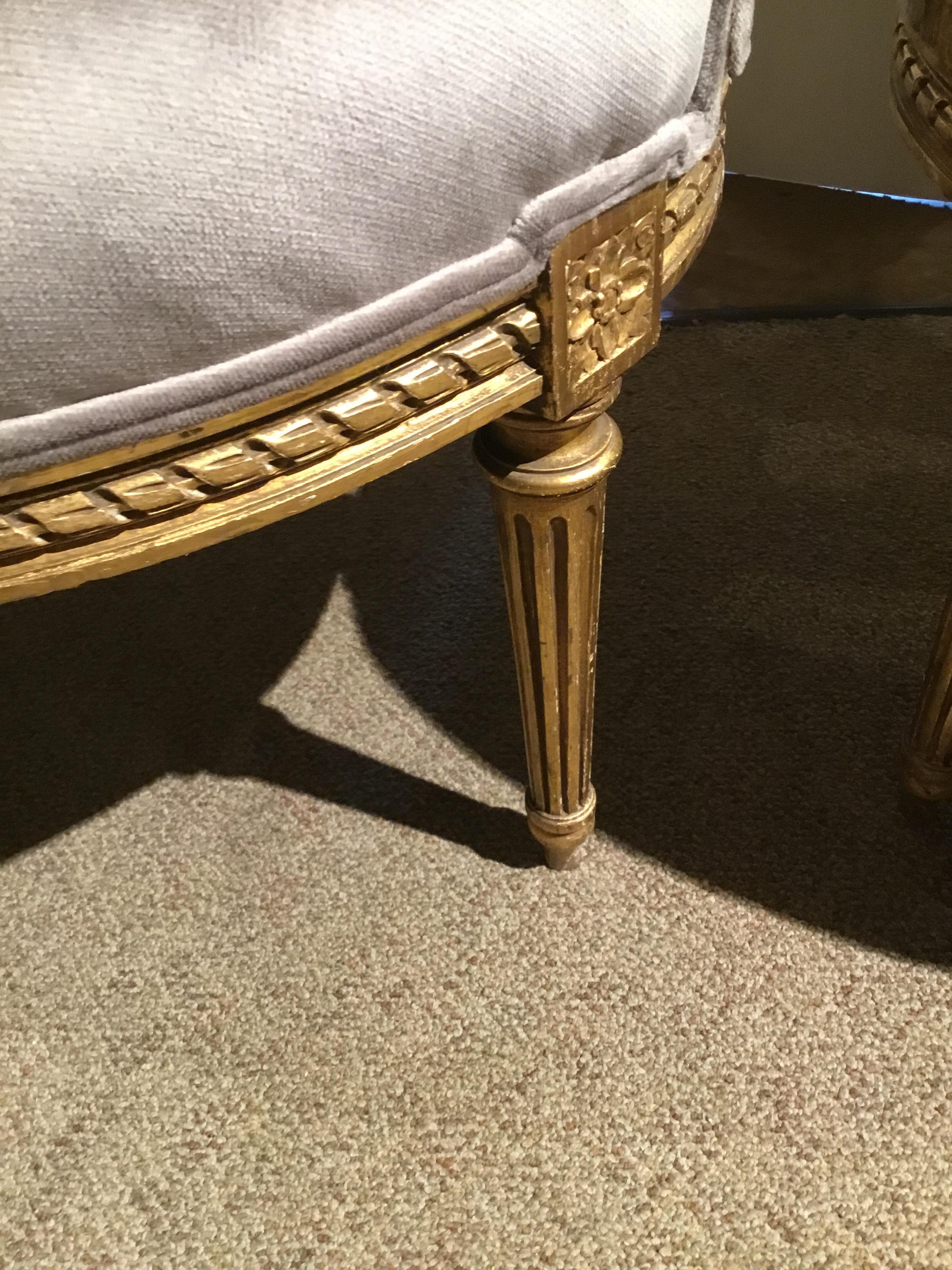 Pair of French Giltwood Louis XVI-Style Chairs with New Upholstery 5