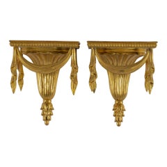 Pair of French Giltwood Neoclassical Style Wall Shelves