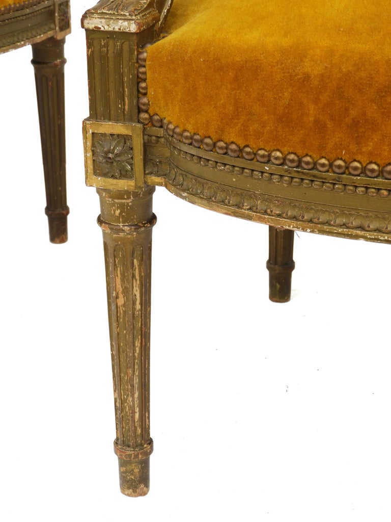 Pair of French Giltwood Open Armchairs 20th Century Louis XVI Revival ...