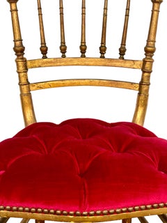 French Giltwood Opera Chairs with Red Velvet, Napoleon III, Circa 1880
