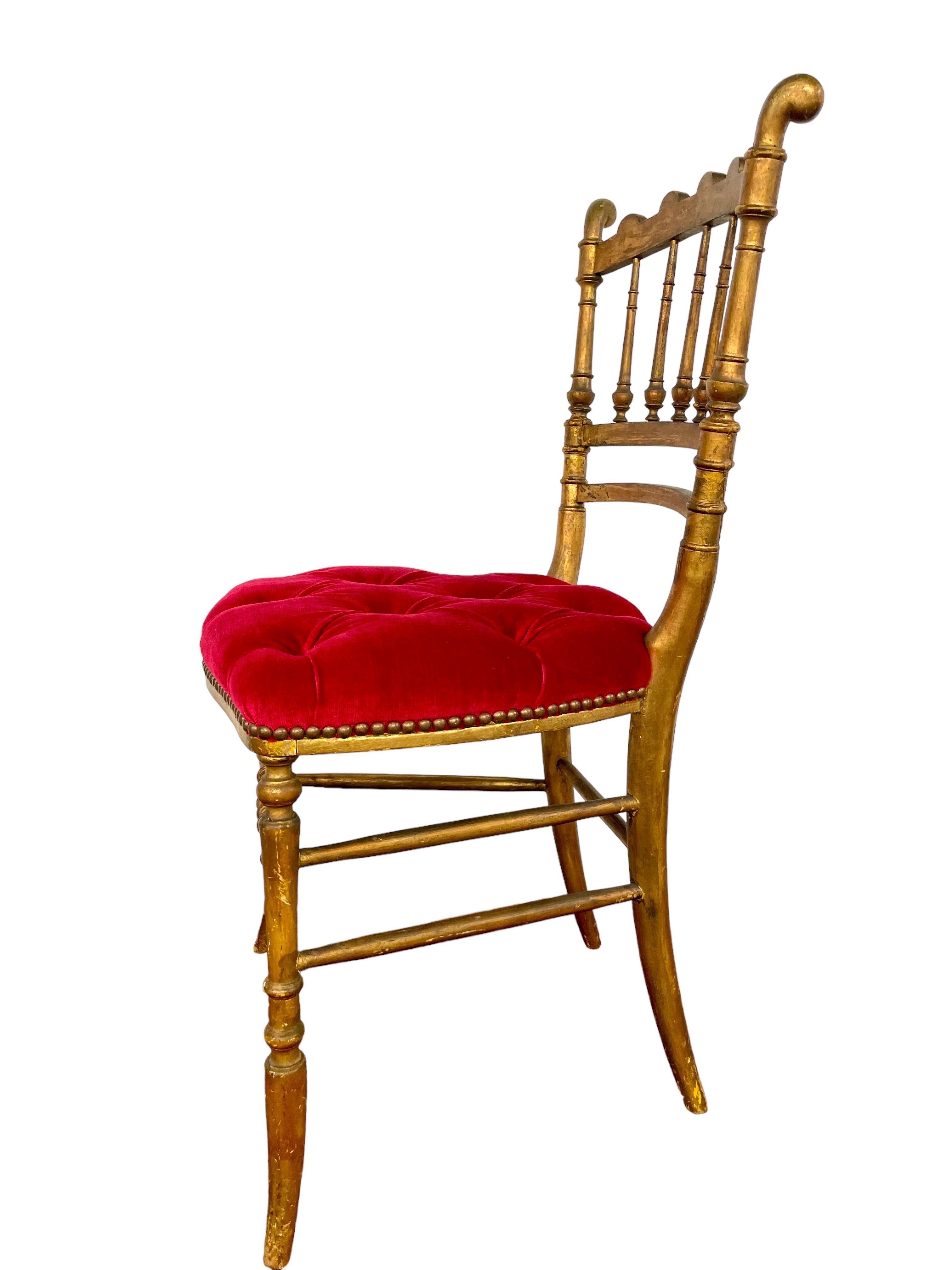Lacquered 1880s Set of 2 French Giltwood Opera Chairs  For Sale