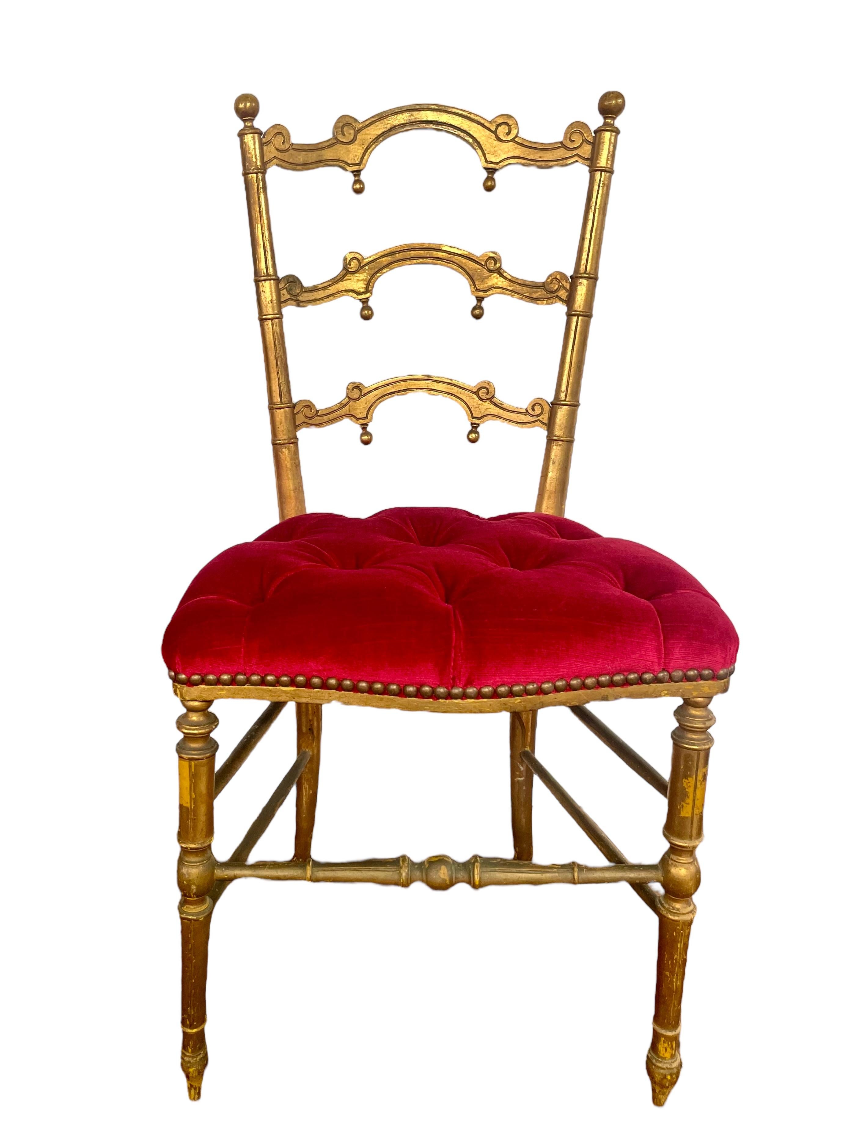 19th Century 1880s Set of 2 French Giltwood Opera Chairs  For Sale