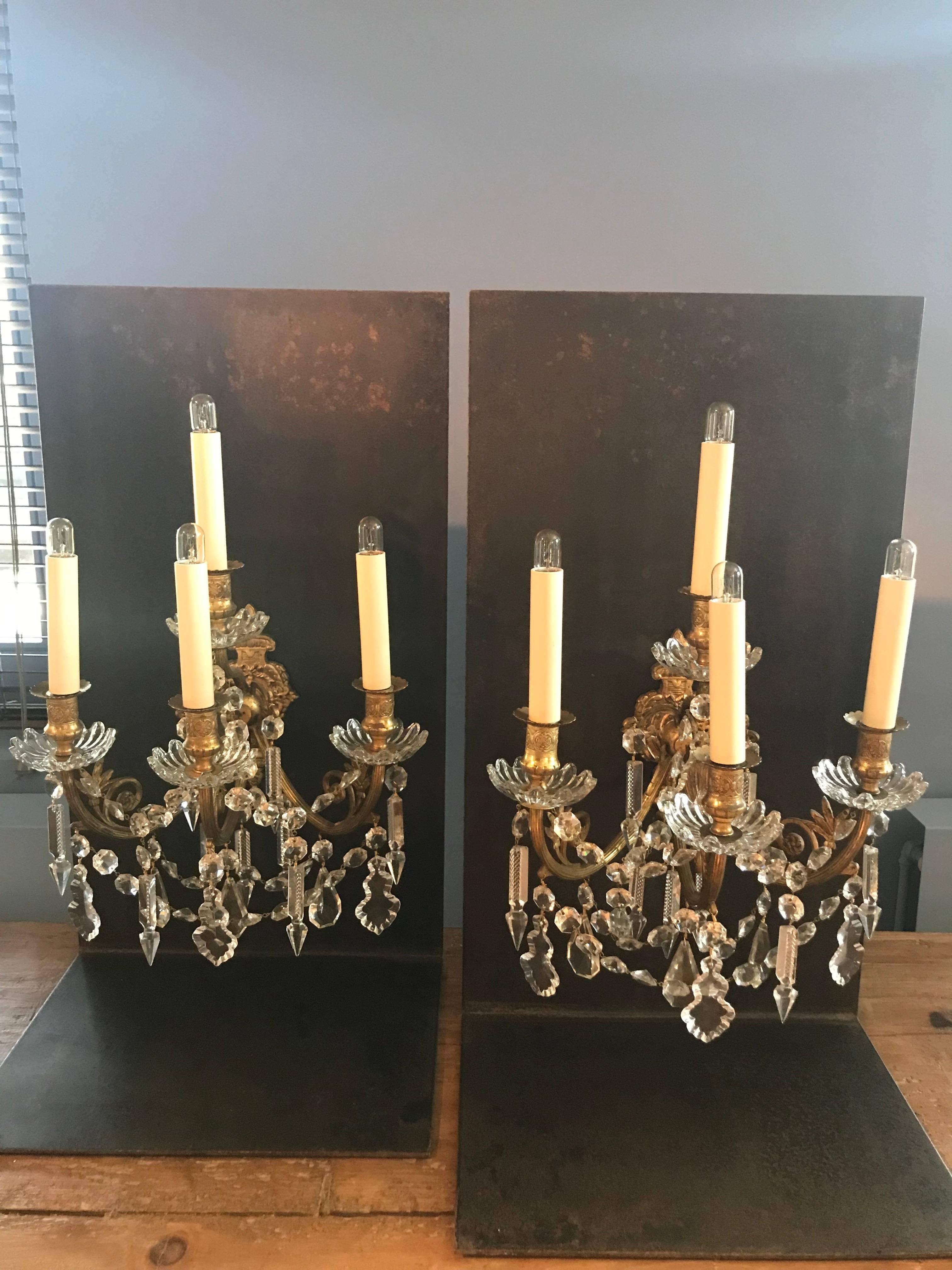 Pair of French Antique Girandoles Sconces For Sale 1