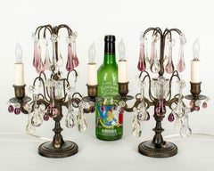 Pair of French Girandoles with Amethyst Teardrops