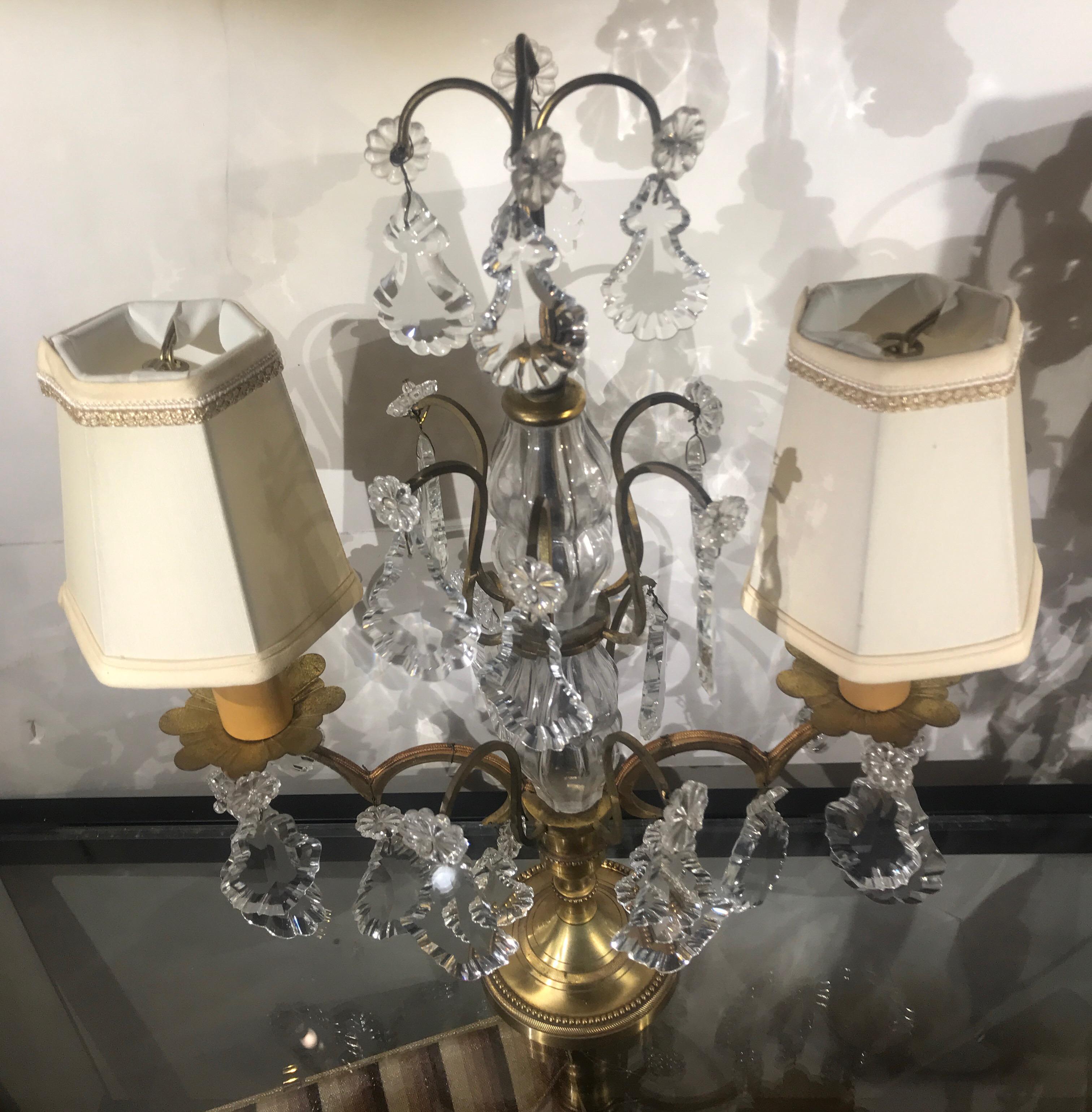 Bronze Pair of French Girondole Candelabra Lamps