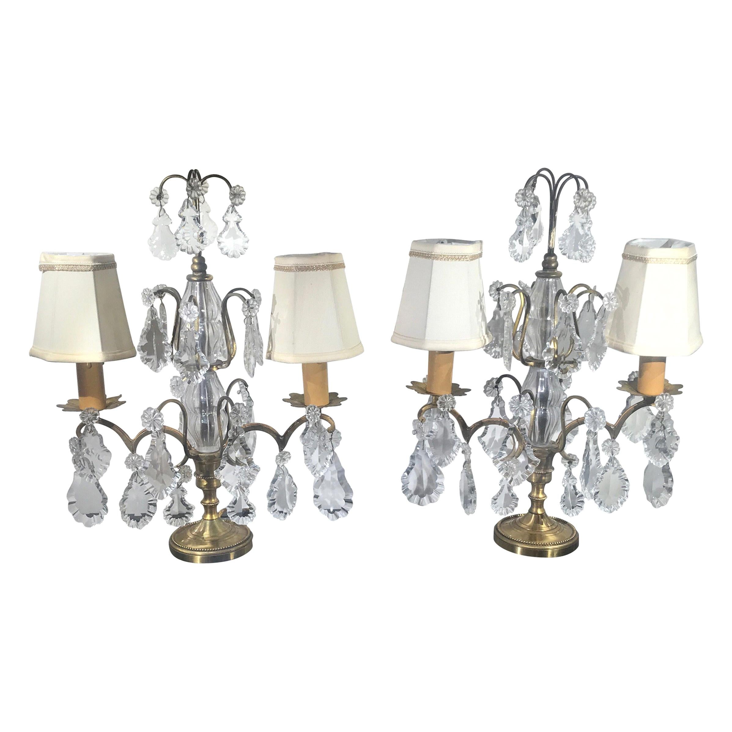 Pair of French Girondole Candelabra Lamps