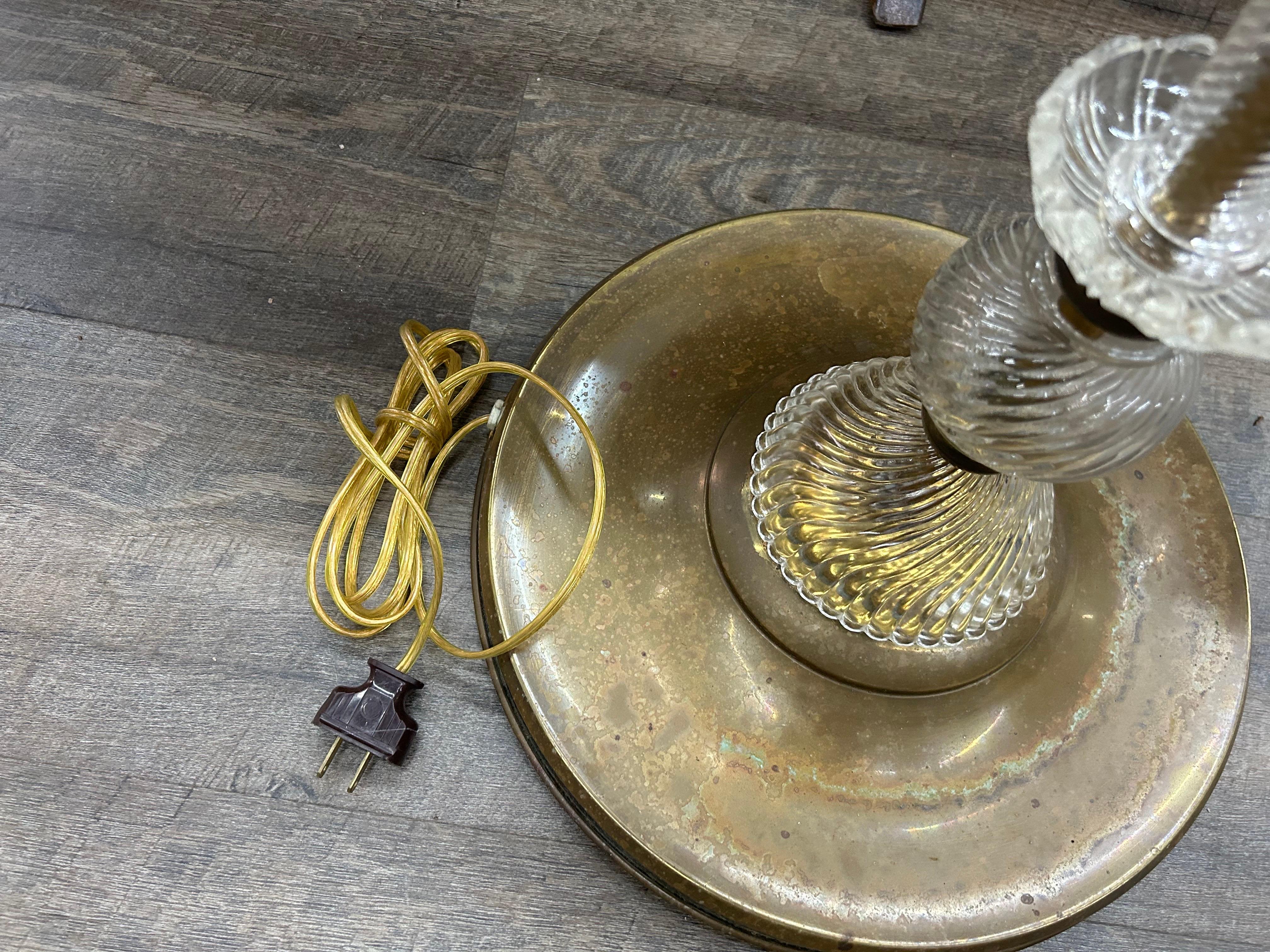 Pair Of French Glass And Brass Floor Lamps For Sale 6