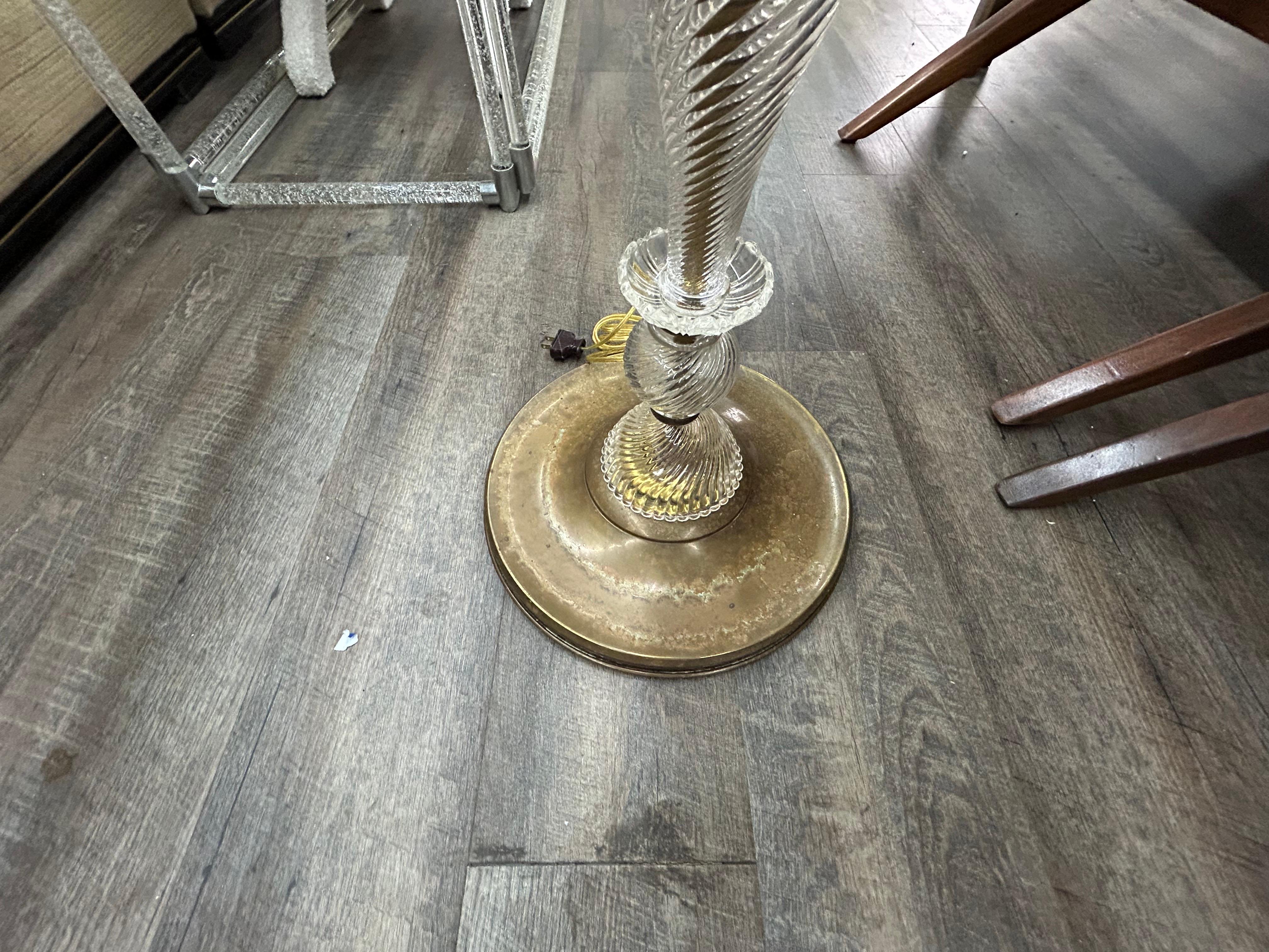 Pair Of French Glass And Brass Floor Lamps In Good Condition For Sale In Houston, TX