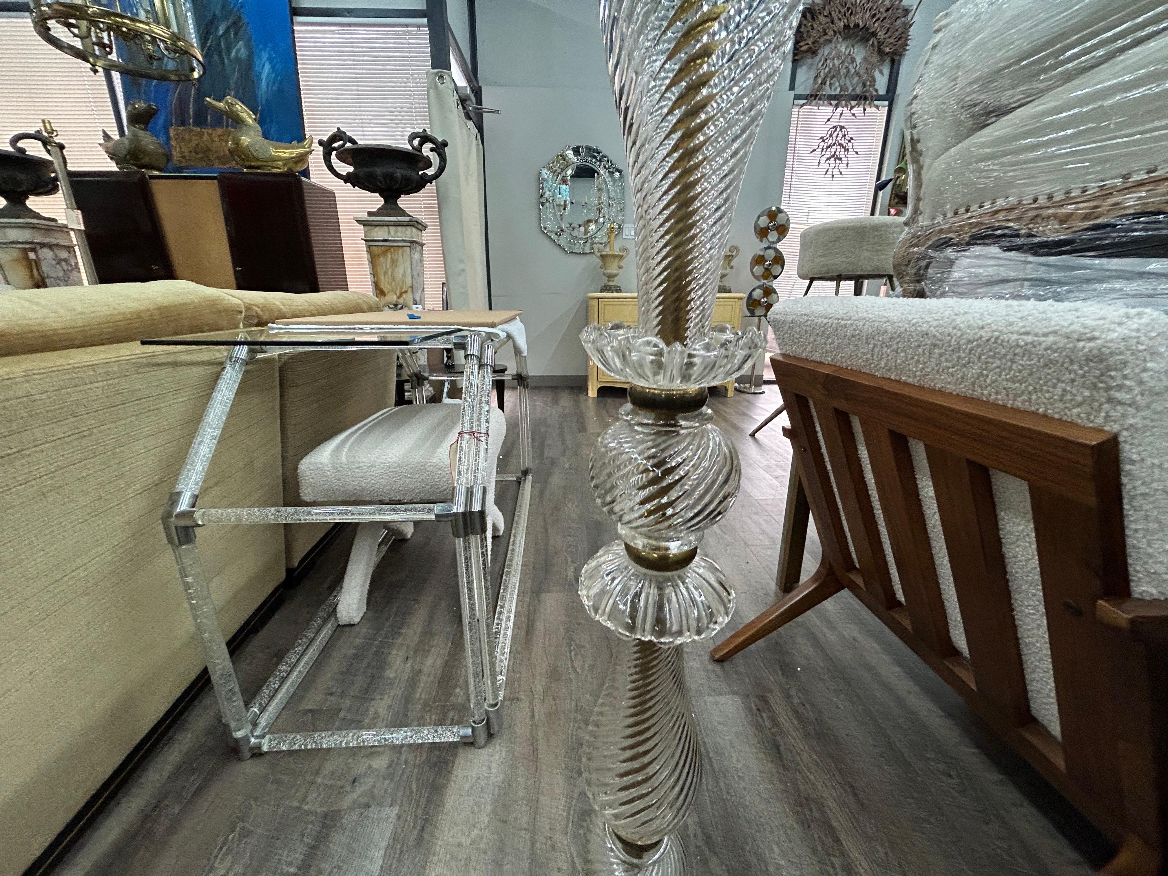 Pair Of French Glass And Brass Floor Lamps For Sale 1