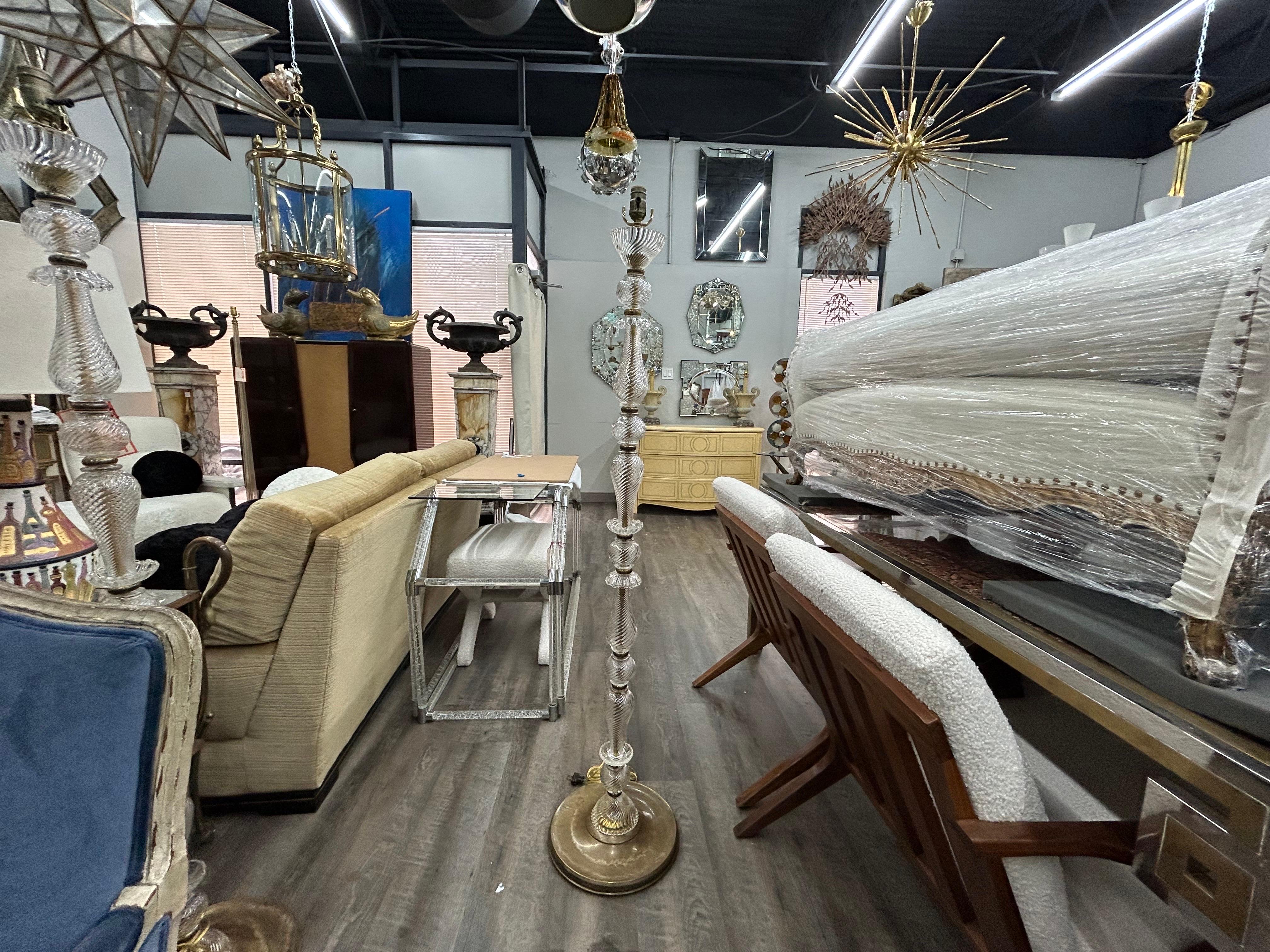 Pair Of French Glass And Brass Floor Lamps For Sale 4