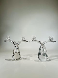 Daum Nancy pair of french glass candelabra circa 1950