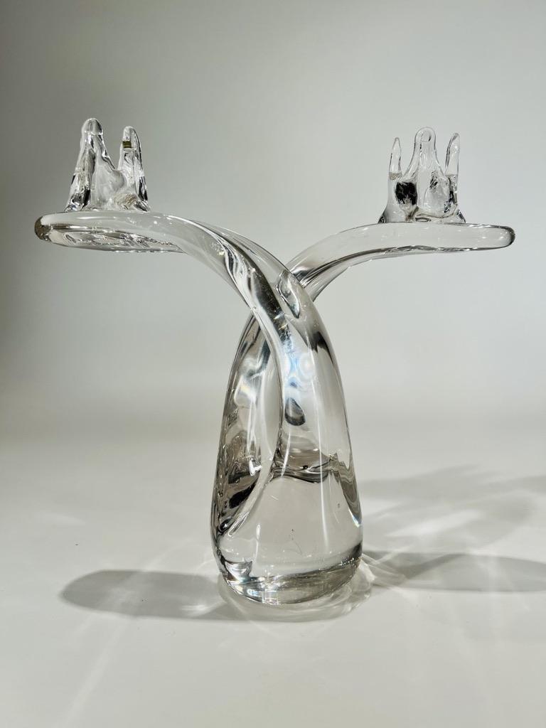International Style Pair of french glass candelabra attributed to Daum circa 1950 For Sale