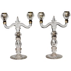 Antique Pair of French Glass Candelabra, circa 1860