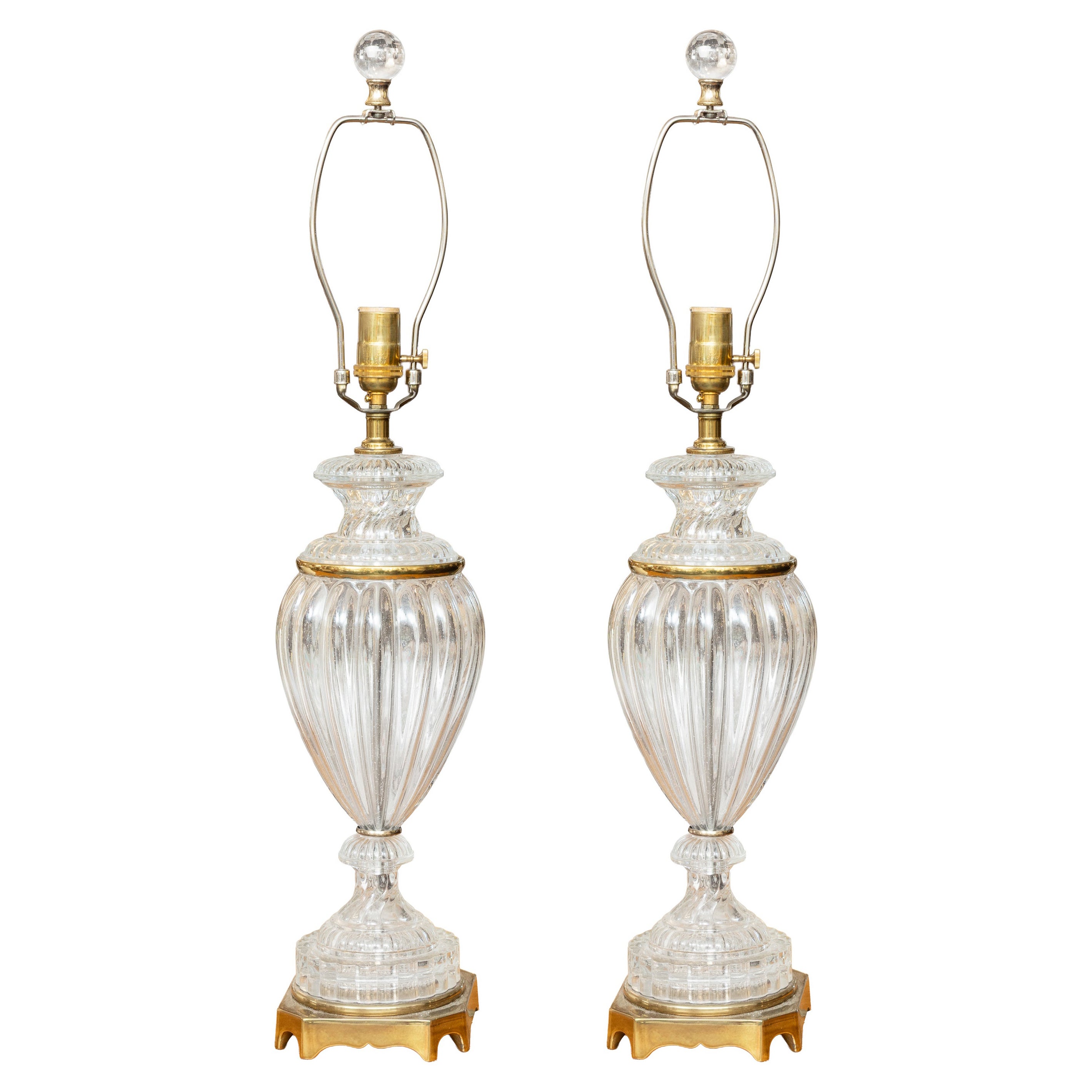 One of a Pair of French Glass Table Lamps - Sold Individually For Sale
