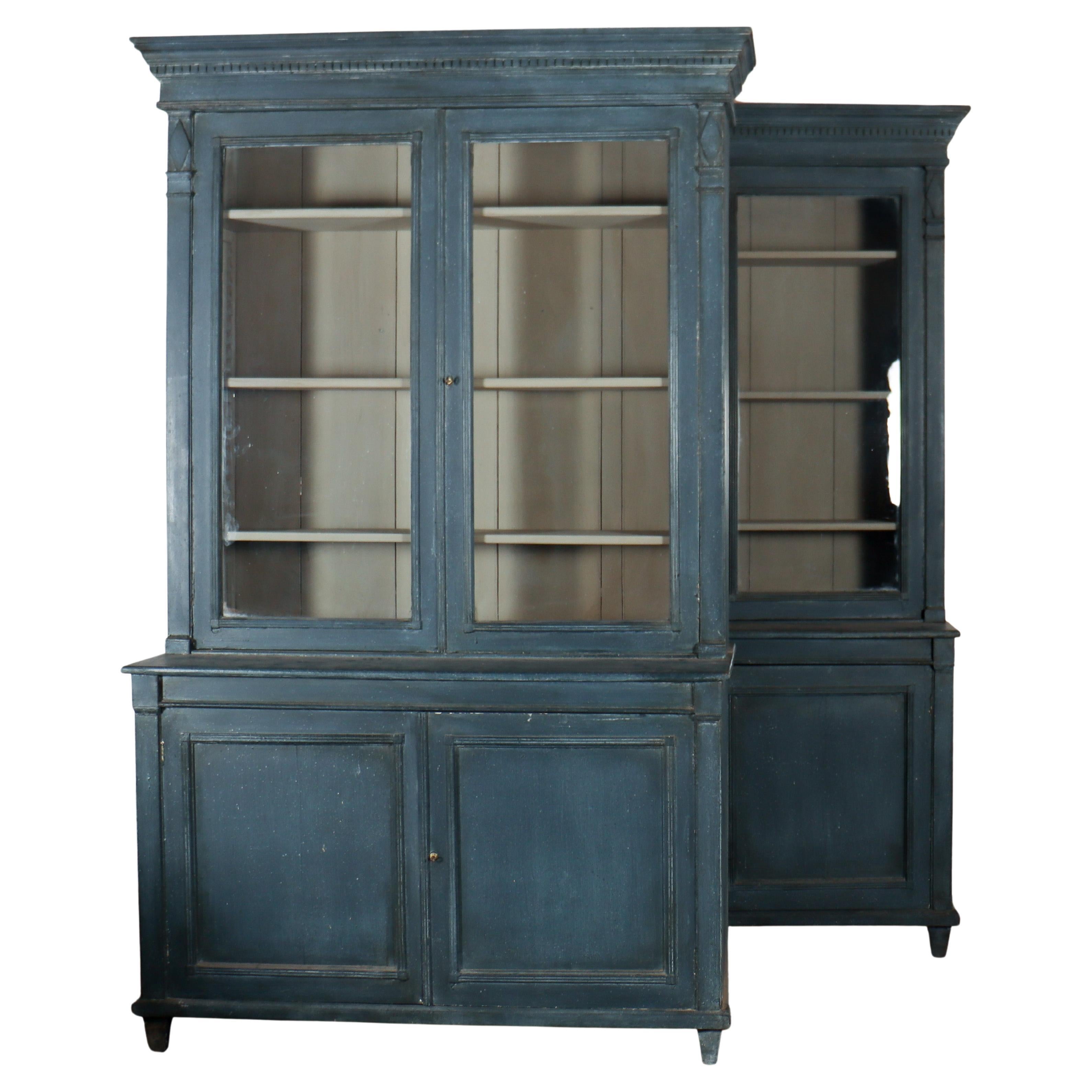 Pair of French Glazed Bookcases For Sale