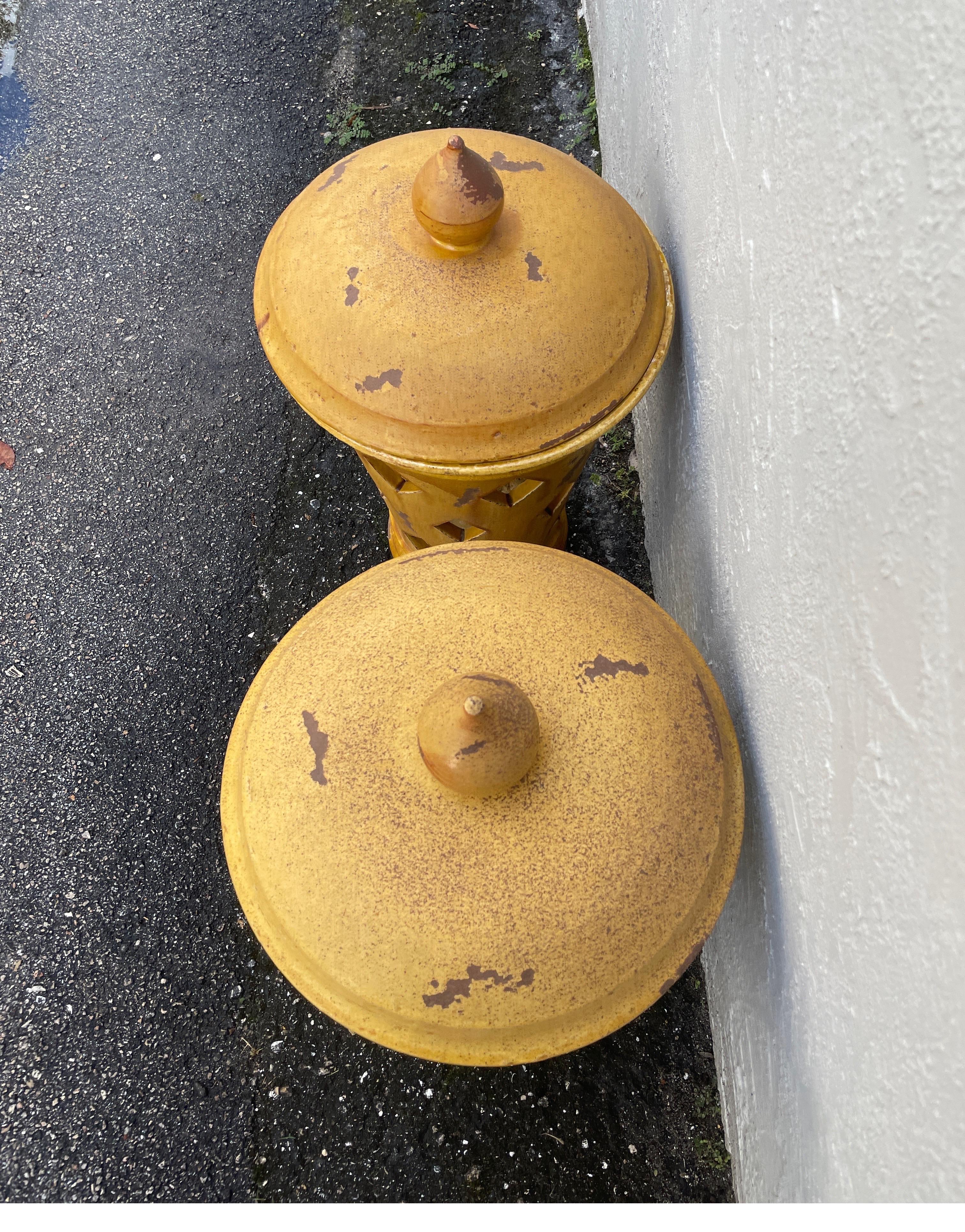 Pair of French Glazed Terra Cotta Lanterns 1