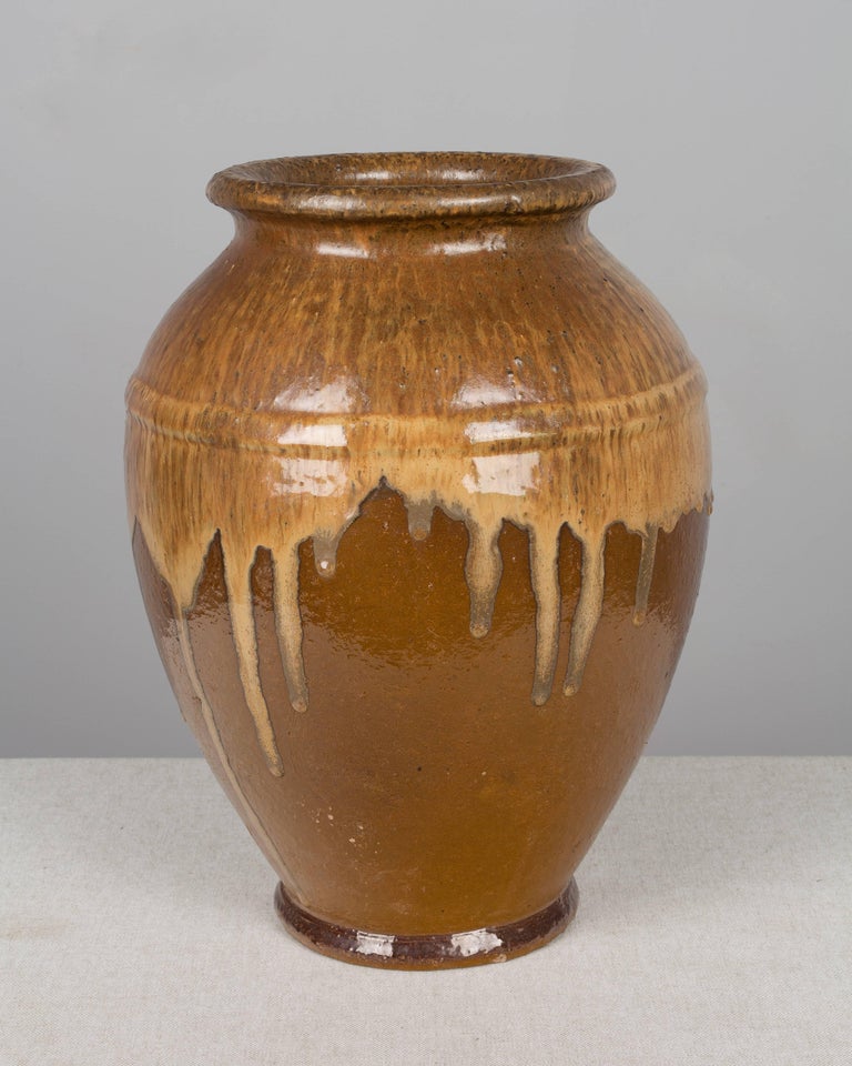 Pair of French Glazed Terracotta Pottery Vases For Sale at 1stDibs