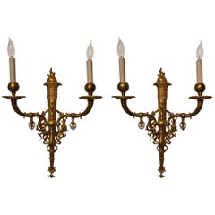 Pair of French Gold Bronze Sconces from the Period of Charles X
