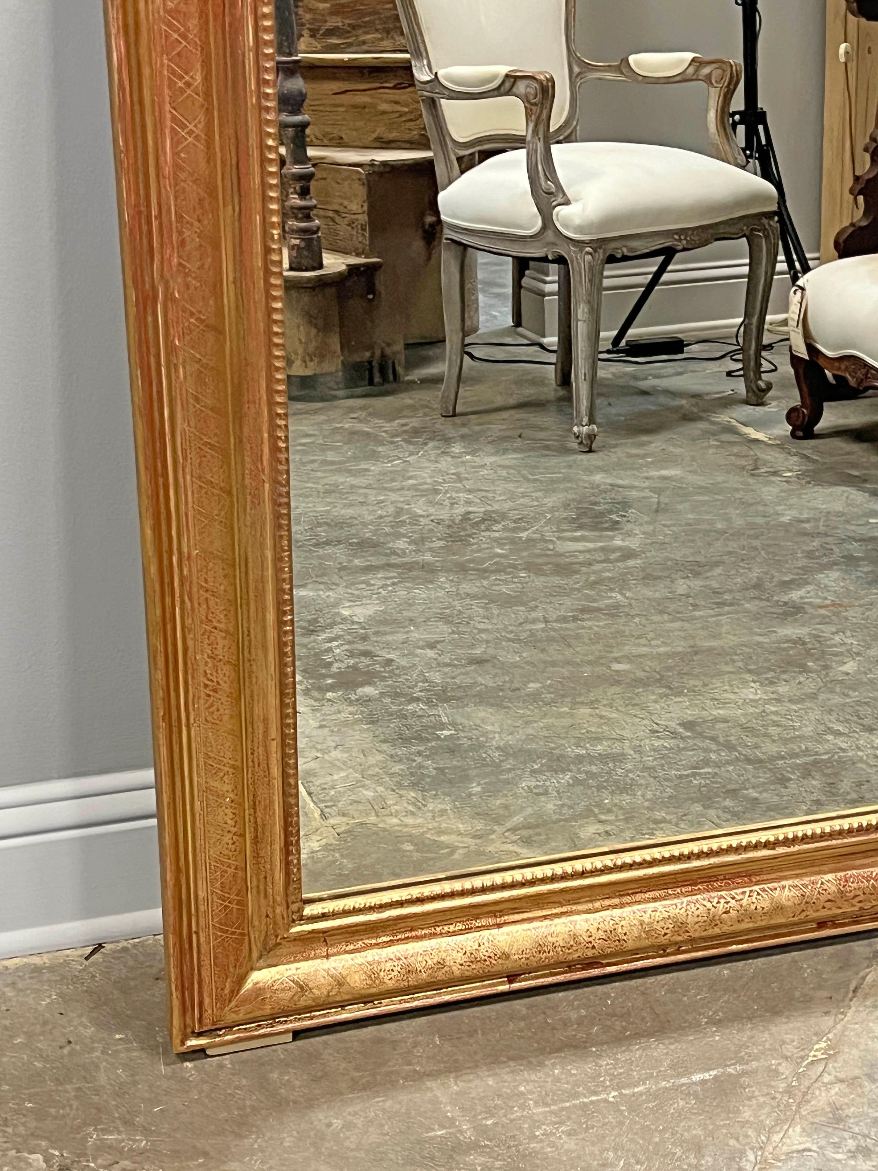20th Century Pair of French Gold Gilt Arched Mirrors