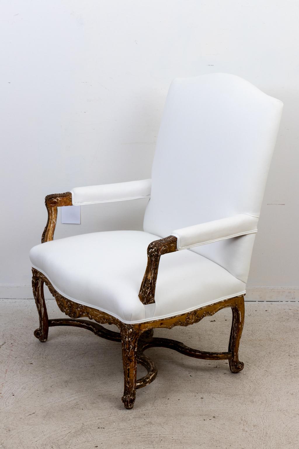 Louis XV Pair of French Gold Gilt Carved Chairs