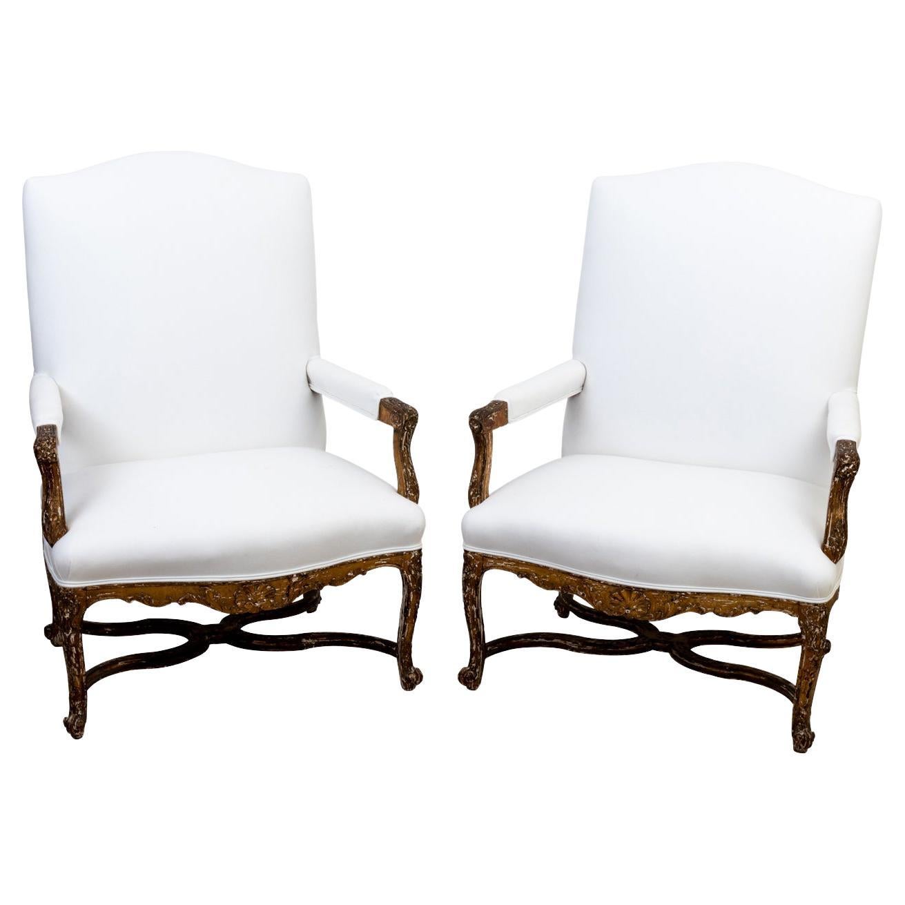 Pair of French Gold Gilt Carved Chairs
