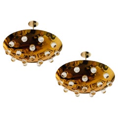 Pair of French Golden Crystal Orb Pendants