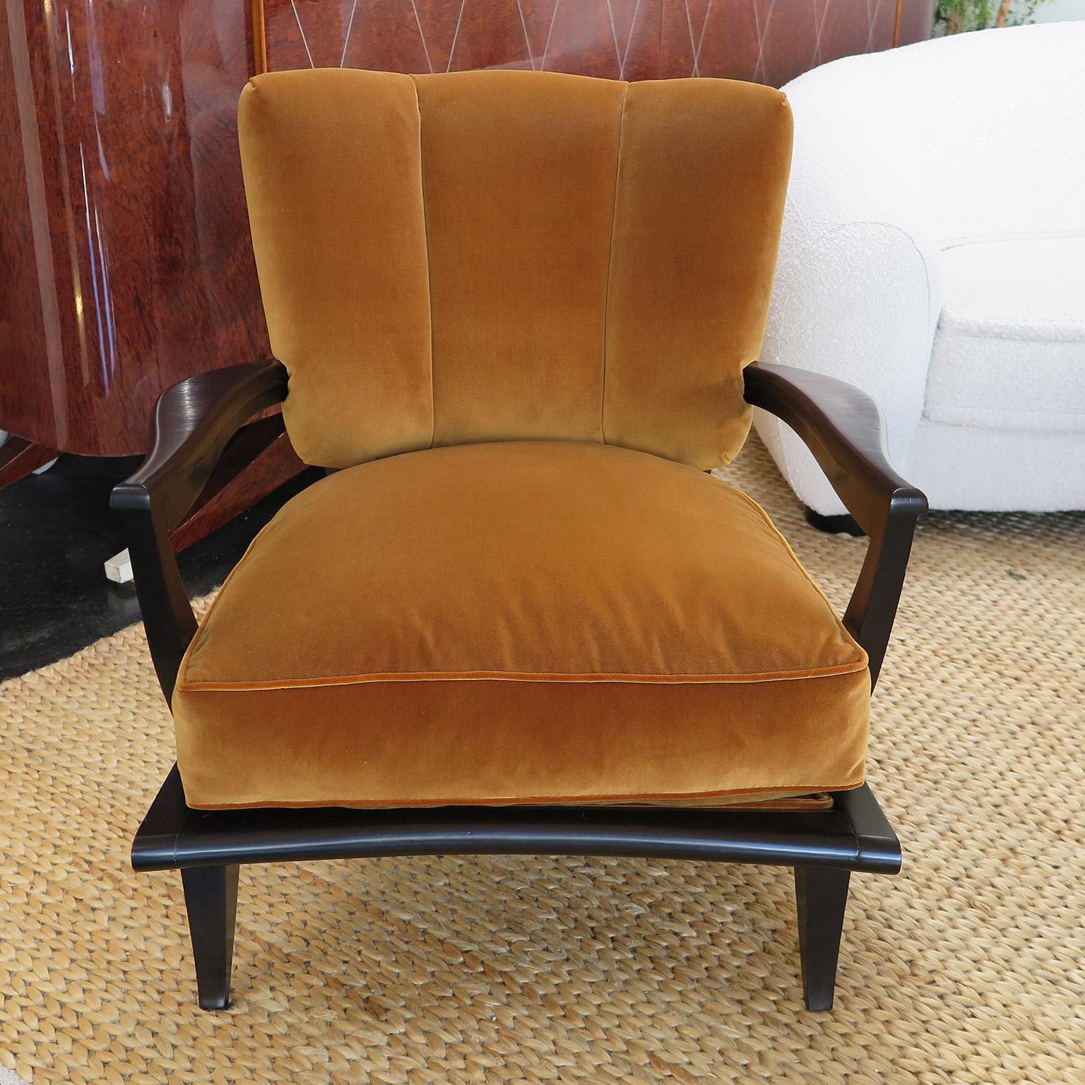 Mid-Century Modern Pair of French Gondola Armchairs by Etienne-Henri Martin  For Sale