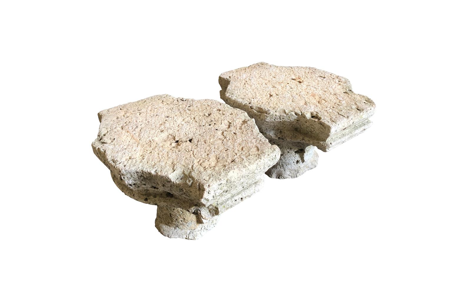 Pair of French Gothic Stone Capitals In Good Condition For Sale In Atlanta, GA