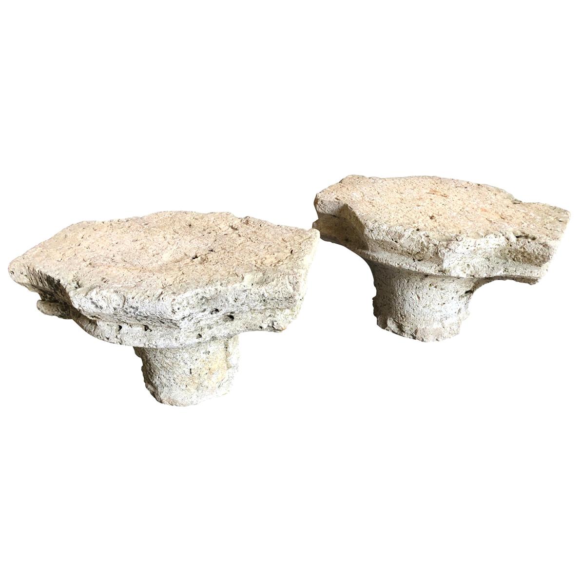 Pair of French Gothic Stone Capitals
