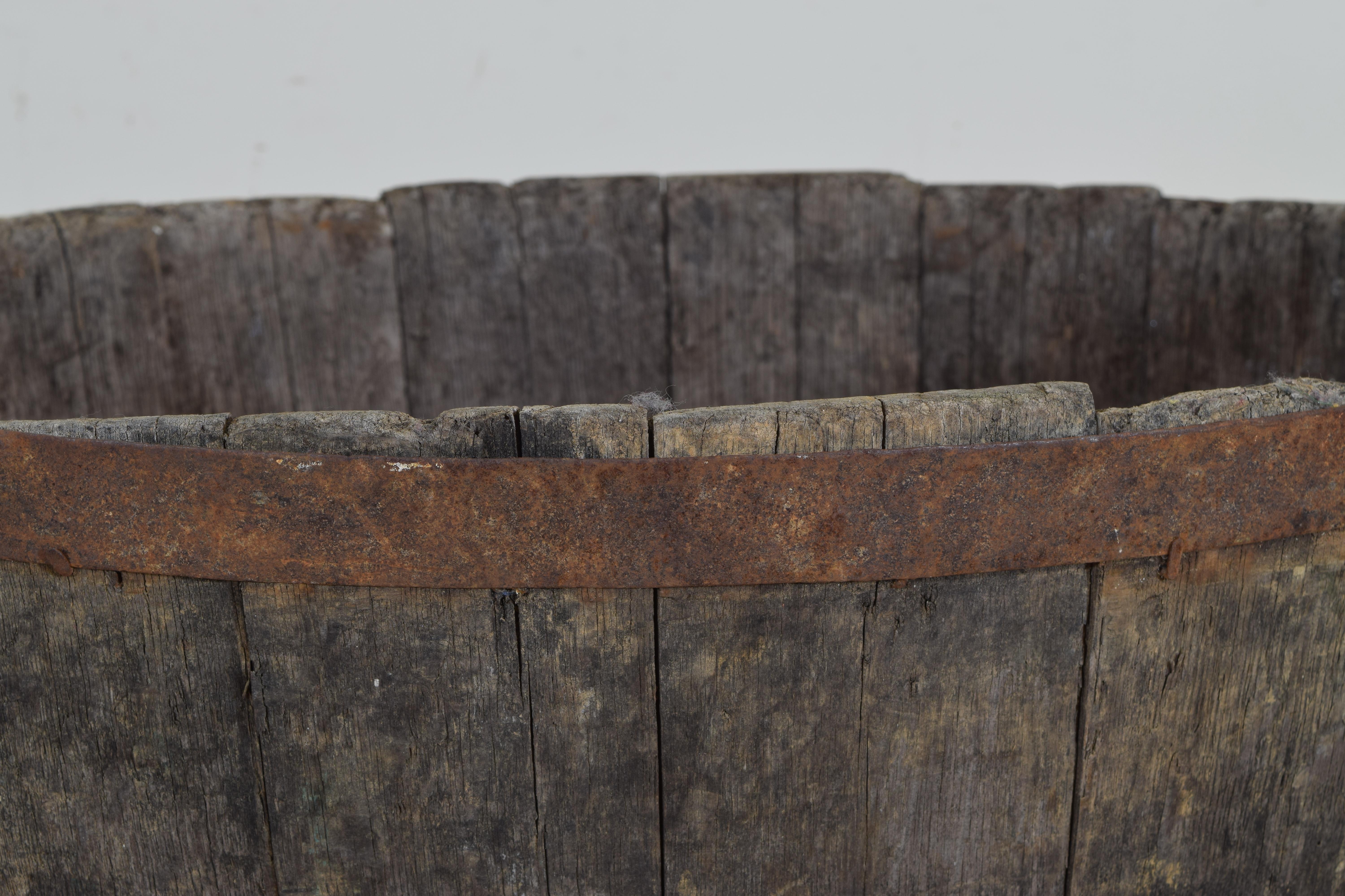 Pair of French Grape Buckets with Metal Banding and Handles, Early 20th Century 1