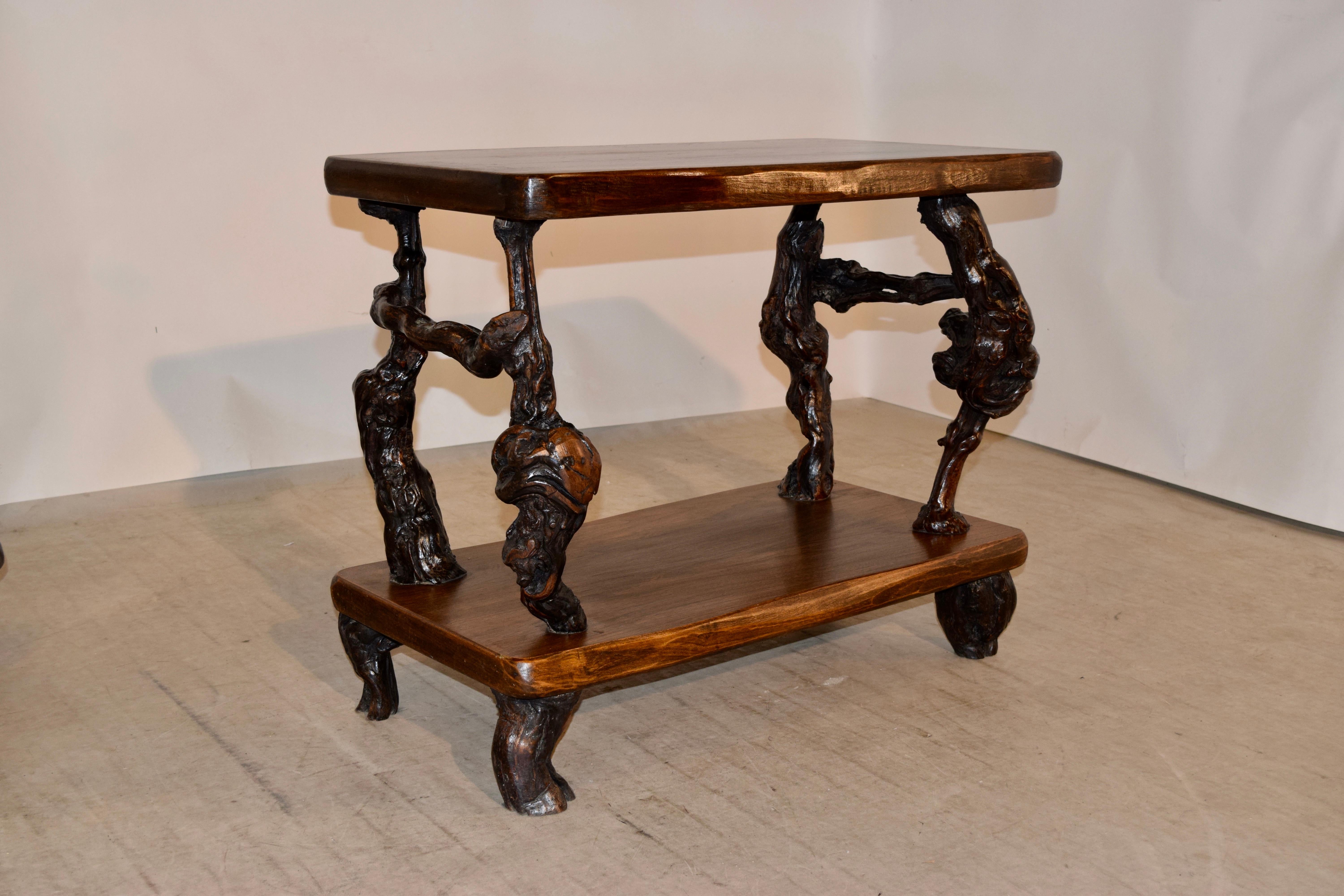 Pair of French Grapevine and Walnut Tables In Good Condition In High Point, NC