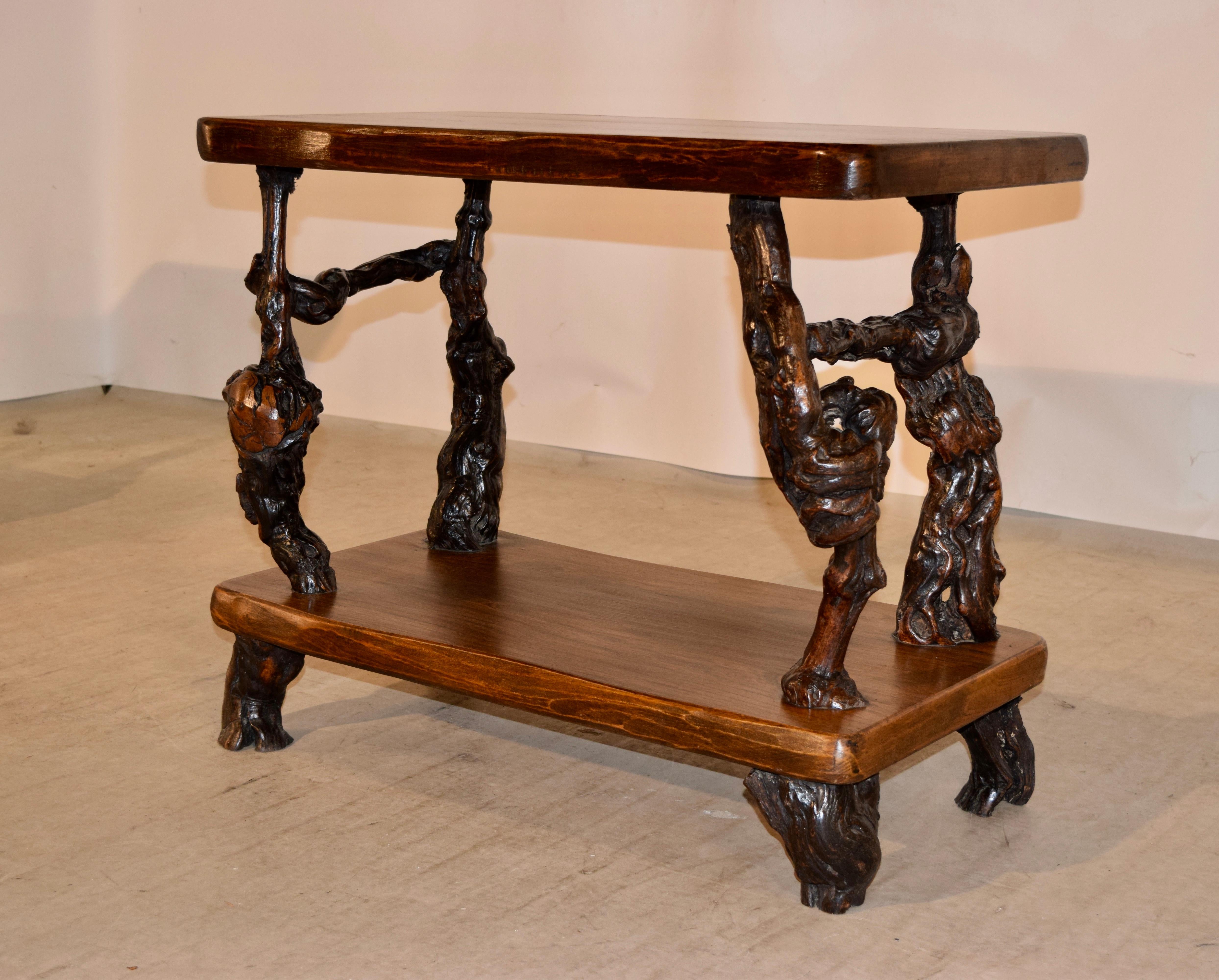 Early 20th Century Pair of French Grapevine and Walnut Tables