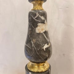 Pair of French Gray Marble Lamps