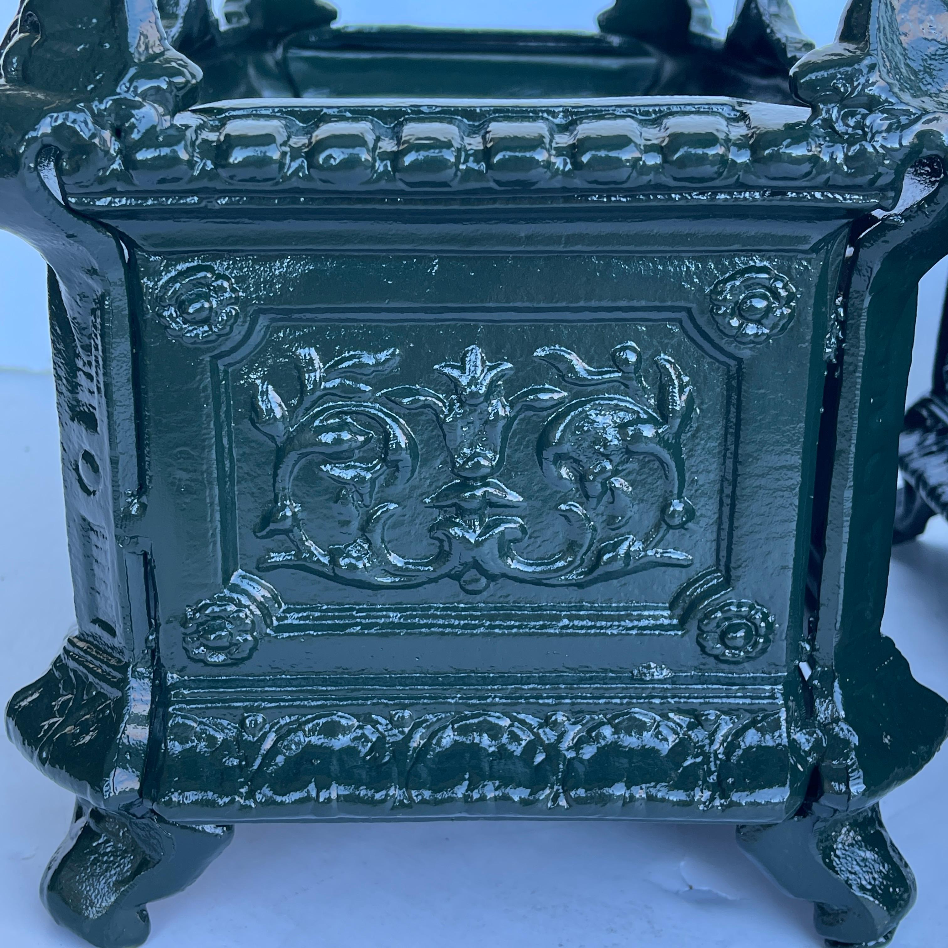 Pair of French Green Painted Jardinières Planters Urns 3