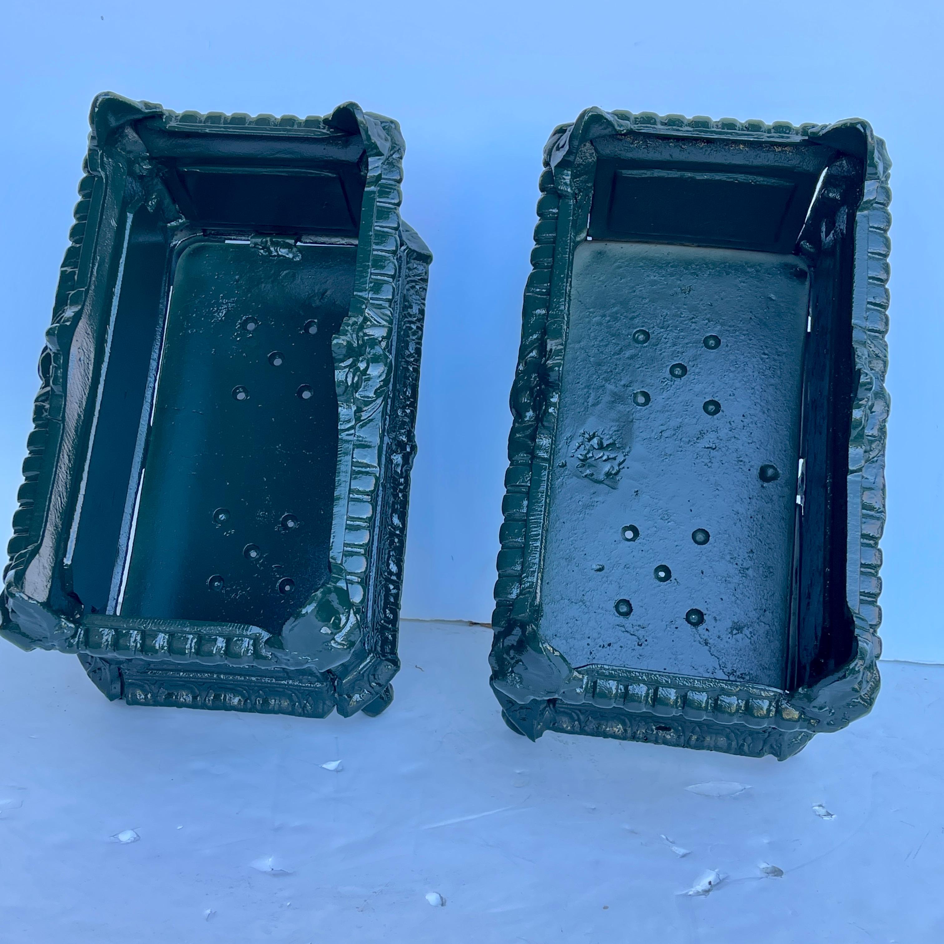 Pair of French Green Painted Jardinières Planters Urns 5