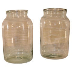 Antique Pair of French Hand-Blown Glass Jars, Circa 1900