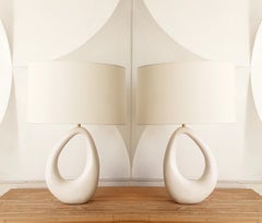 Pair of French Hand-Built Ceramic Lamps