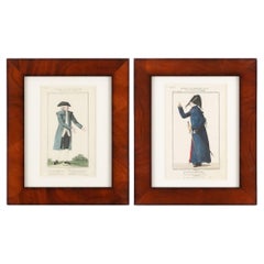 Antique Pair of French hand colored theatrical engravings, c. 1800
