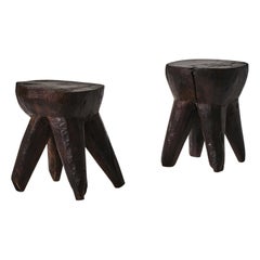 Pair of French Hand Crafted Wooden Stools