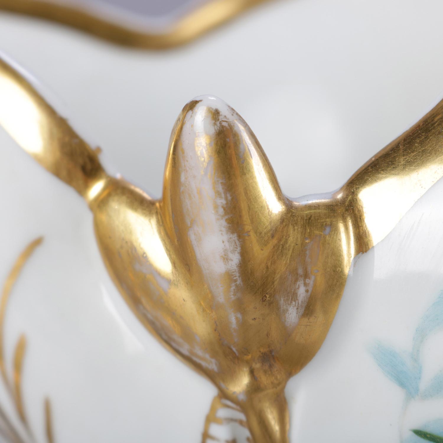 Pair of French Hand Painted and Gilt Porcelain Old Paris Spill Vases, circa 1880 5