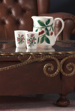 French Hand Painted Ceramic Glasses, 1950s