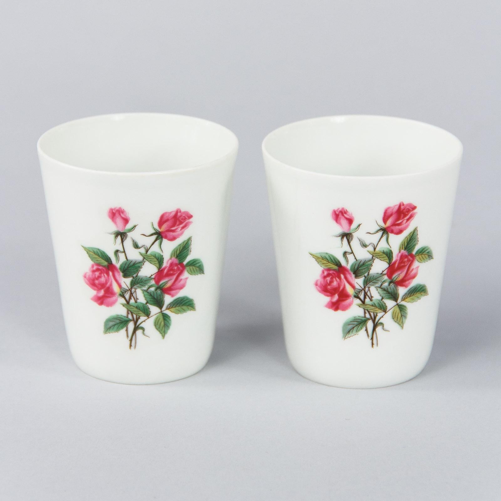 Hand-Painted French Hand Painted Ceramic Glasses, 1950s For Sale