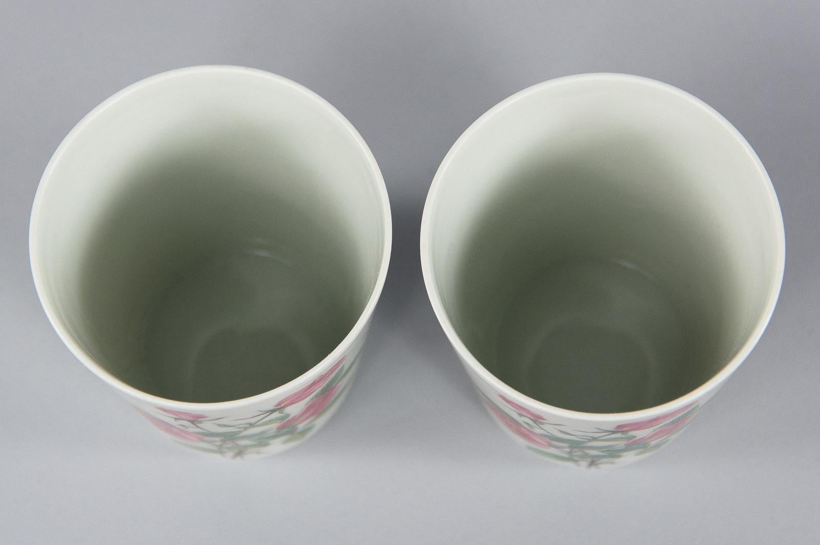 20th Century French Hand Painted Ceramic Glasses, 1950s For Sale