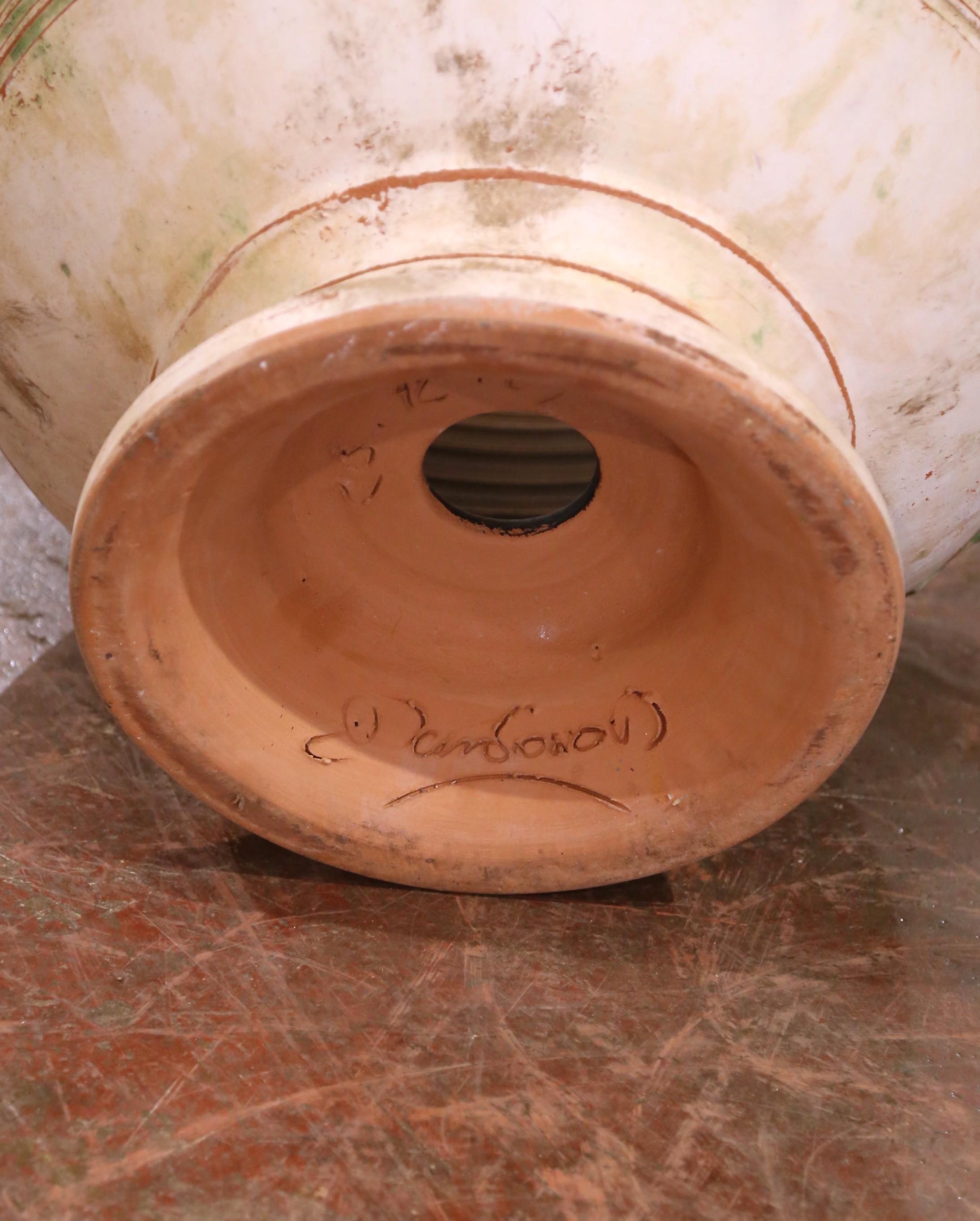 Pair of French Handmade Terracotta Bowl Urn Planters by La Madeleine in Anduze en vente 4
