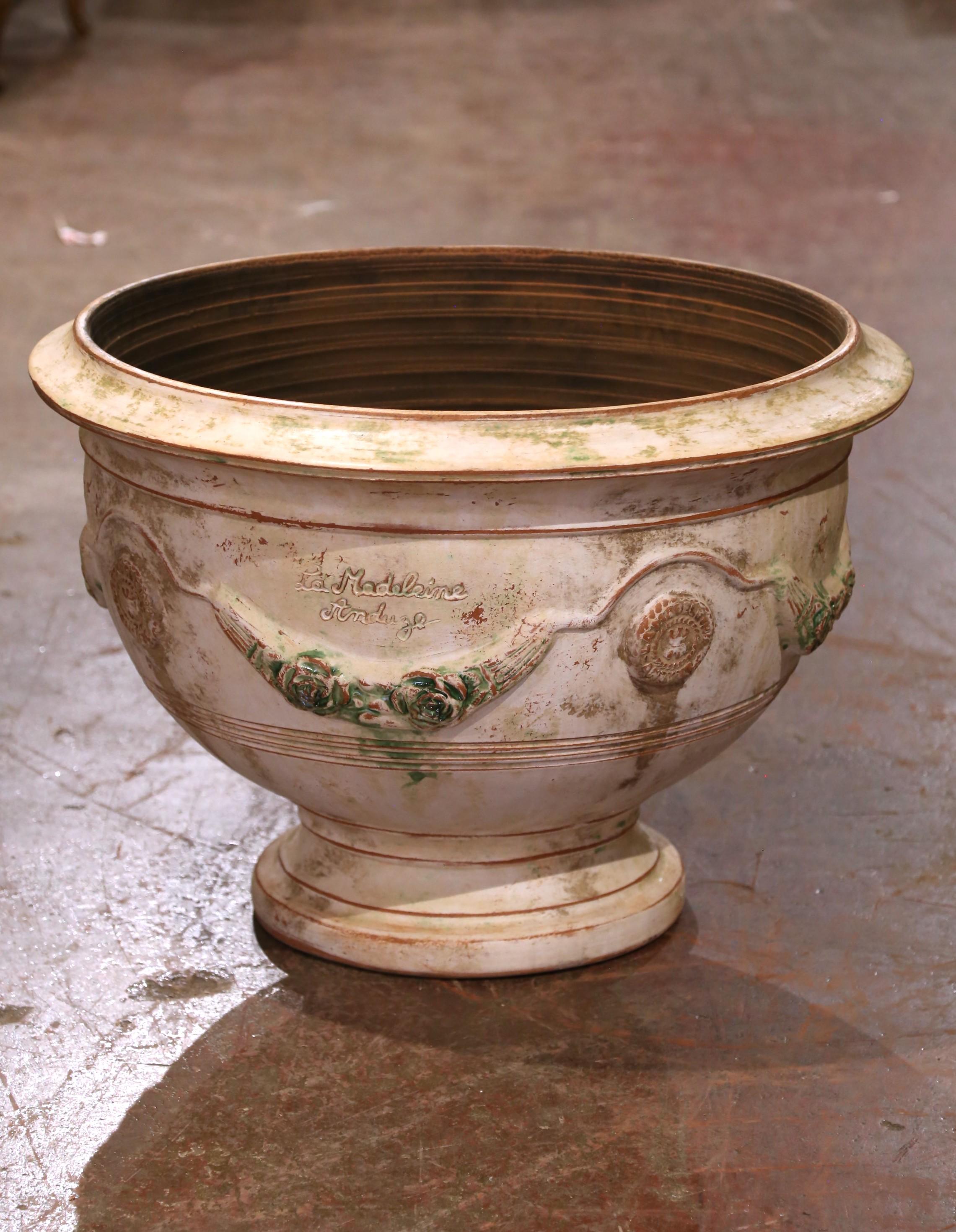 Elevate your garden or interior with this elegant pair of handcrafted Anduze-style bowl planters by La Madeleine. Made in southern France, each planter showcases the iconic wide-rimmed silhouette rooted in 18th-century Provencal tradition, with a