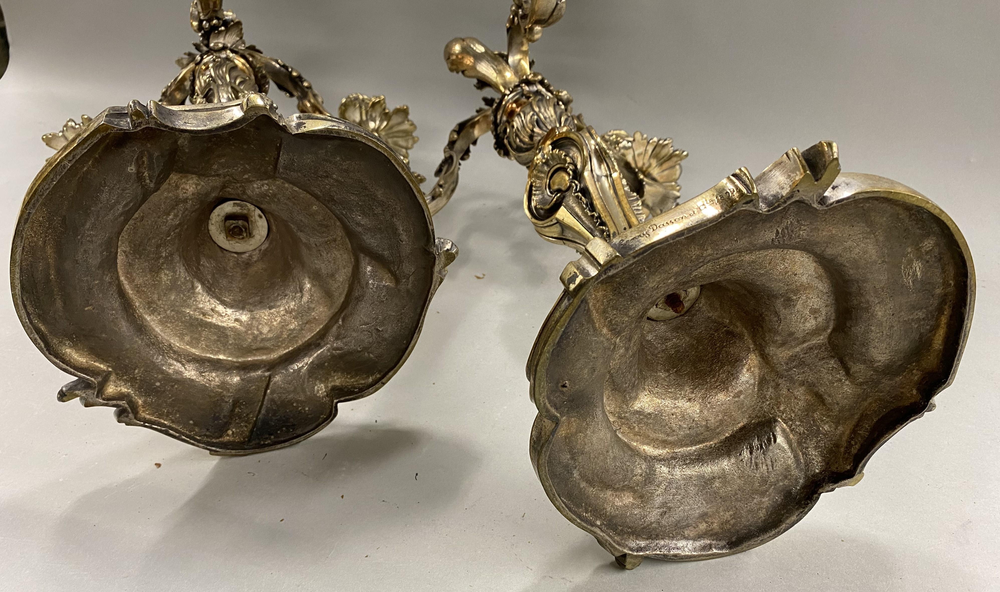 Pair of French Henry Dasson et Cie Gilt Bronze Three-Light Candelabra circa 1892 For Sale 7