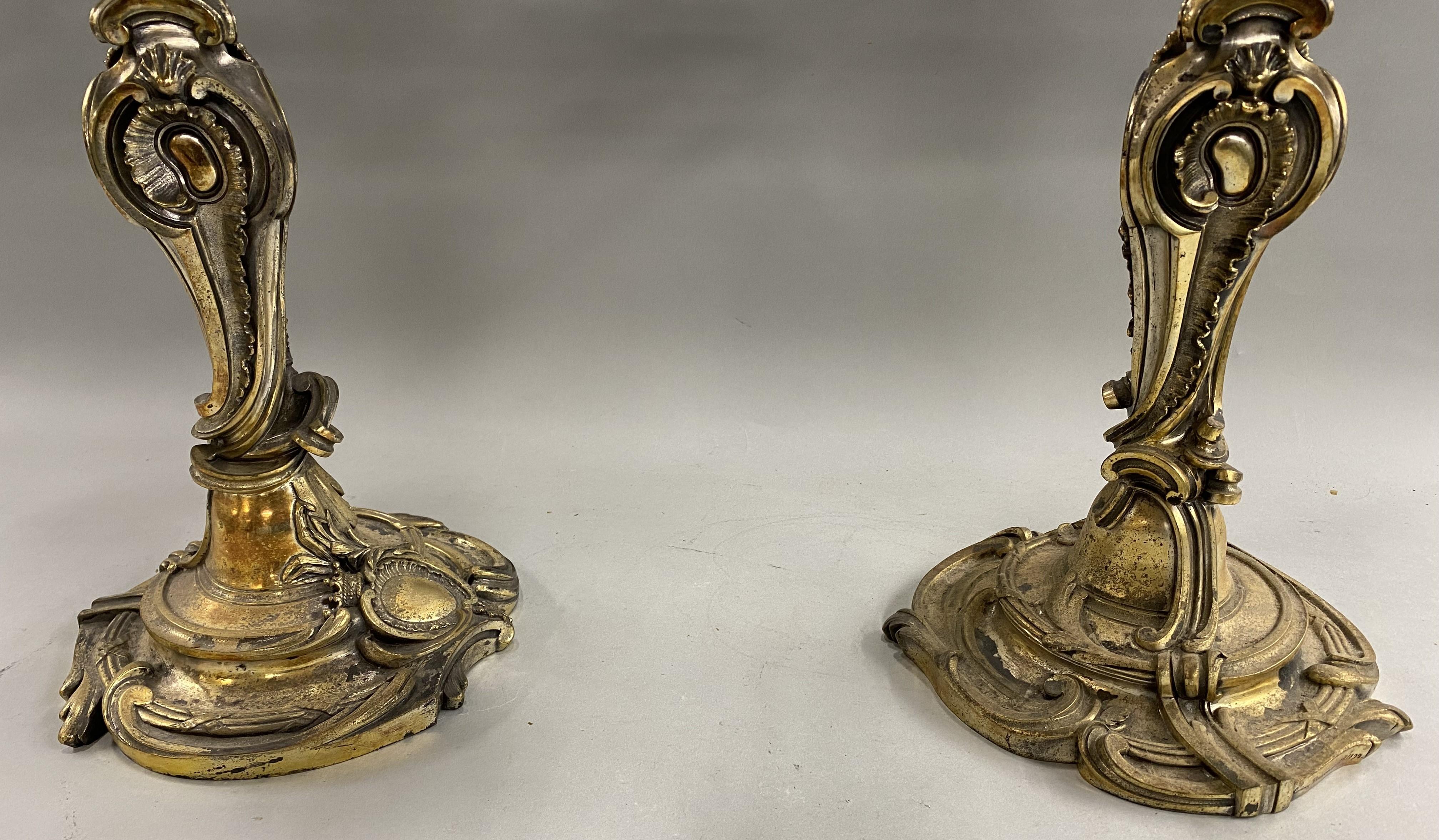 Pair of French Henry Dasson et Cie Gilt Bronze Three-Light Candelabra circa 1892 For Sale 1